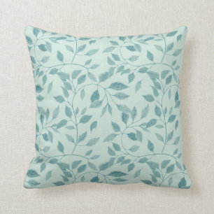 Coussin Motif de feuilles bleues clair aquarelle
