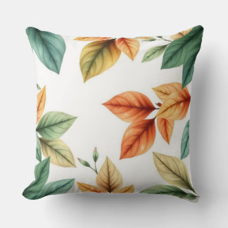 Coussin Motif de feuilles décoratif élégant à l'aquarelle
