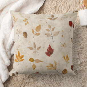 Coussin Motif de feuilles pressées rustiques – Botanique d