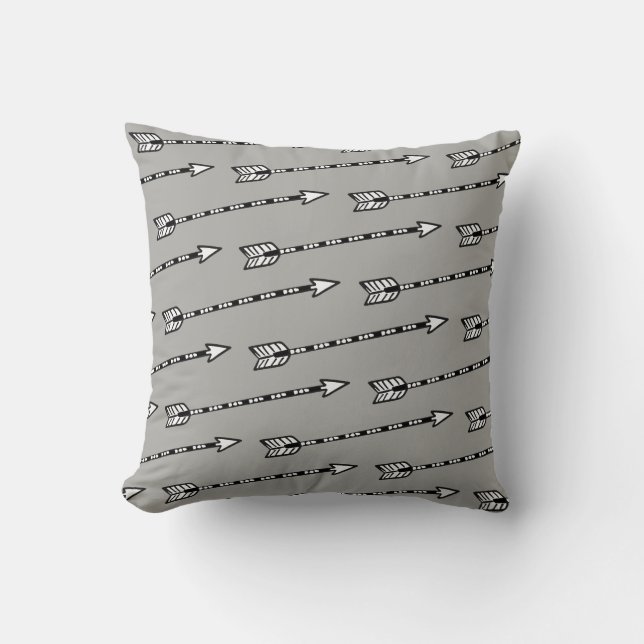 Coussin Motif de flèche noir blanc gris (Recto)
