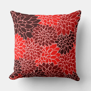 Coussin Motif de fleur de dahlia rouge Bold Expressions
