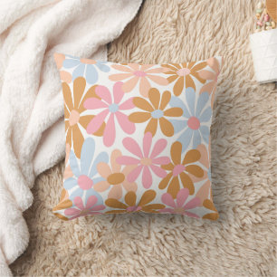 Coussin Motif de fleur de marguerite pastel rétro