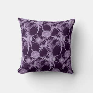 Coussin Motif de fleur violette de chardon