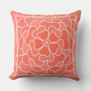 Coussin Motif de fleurs abstraites orange