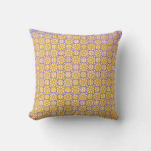 Coussin Motif de fleurs cardiaques violettes et jaunes