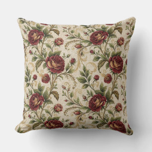 Coussin Motif de fleurs imprimées Rose Vintage - Conceptio