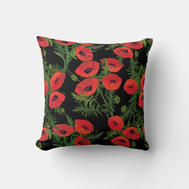 Coussin Motif de fleurs Red Poppy (Recto)
