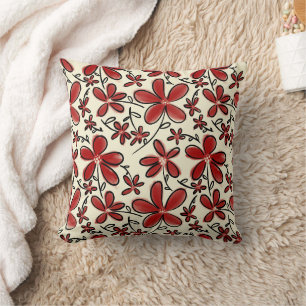 Coussin Motif de fleurs rouges