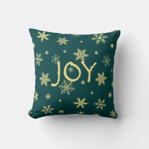 Coussin motif de flocon de neige de ton doré turquoise