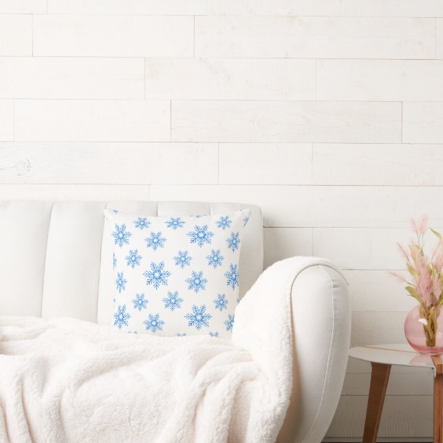 Coussin Motif de flocons d'eau bleu (Canapé)