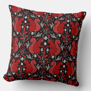 Coussin Motif de forêt boisée de l'écureuil