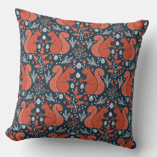 Coussin Motif de forêt boisée de l'écureuil