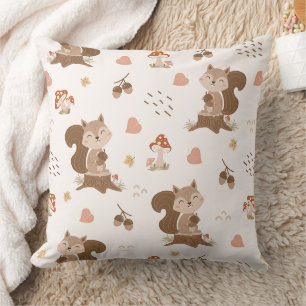 Coussin Motif de forêt de l'écureuil mou