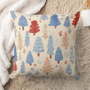 Coussin Motif de forêt scandinave en hiver (1)