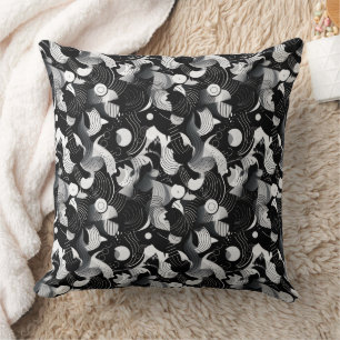 Coussin Motif de formes abstraites en noir et blanc