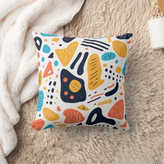 Coussin Motif de formes organiques de style Memphis abstra