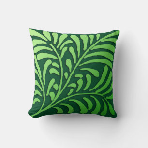 Coussin Motif de fougère Art Déco - nuances de vert