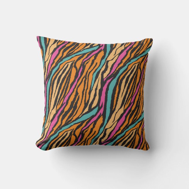 Coussin Motif de fourrure de tigre exotique (Recto)