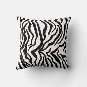 Coussin Motif de fourrure noir et blanc Zebra
