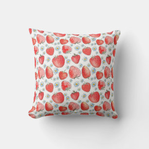 Coussin Motif de fraise fraîche et lumineuse en été. Eau