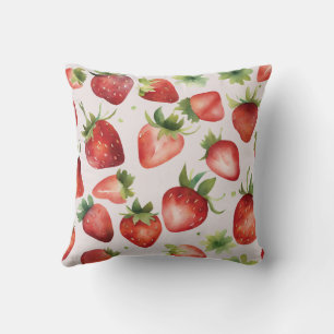 Coussin Motif de fraises d'aquarelle