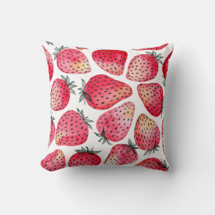 Coussin Motif de fraises d'aquarelle.