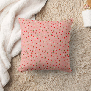 Coussin Motif de fraises et de fleurs