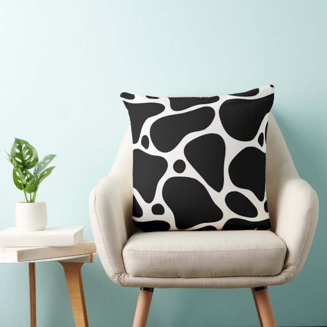 Coussin Motif de girafe abstraite noir et blanc (Chaise)