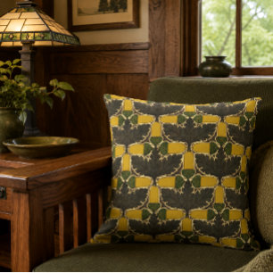 Coussin Motif de glands et de feuilles de chêne Craftsman