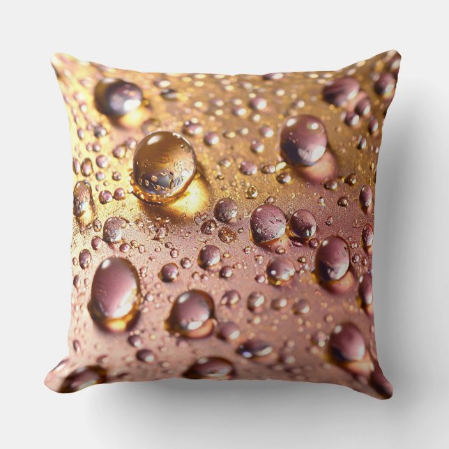 Coussin 💧 Motif de gouttes d'eau roses Élégance ✨ Liquide (Recto)