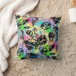 Coussin Motif de graffiti urbain coloré (1)