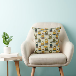 Coussin Motif de grenouilles fantaisistes en imperméables