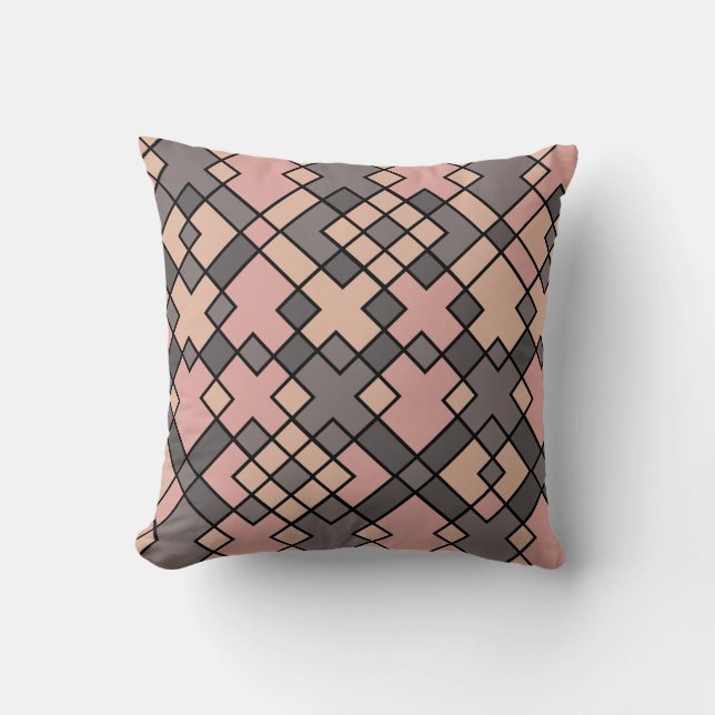 Coussin motif de grille rose et violet (Recto)