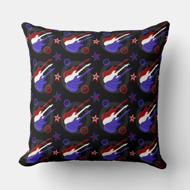 Coussin Motif de guitares étoilées (Recto)