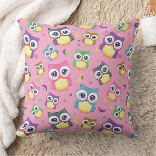 Coussin Motif de hibou fantaisiste sur décoration intérieu