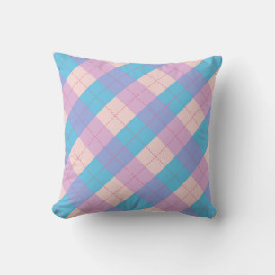 Coussin Motif de Jacquard rétro mignon en bleu violet rose