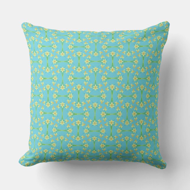 Coussin Motif de jonquilles d'or sur Sky Blue (Recto)