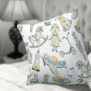 Coussin Motif de jouet vintage couleur personnalisée V5 ID