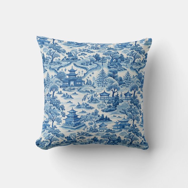 Coussin Motif de la chinoiserie bleue (Recto)