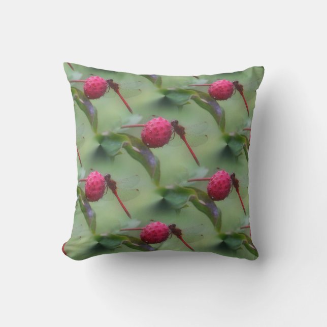 Coussin Motif de la nature des libellules rouges (Recto)