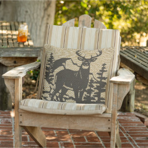 Coussin Motif De La Silhouette Du Cerf Sur Faux Burlap Tex