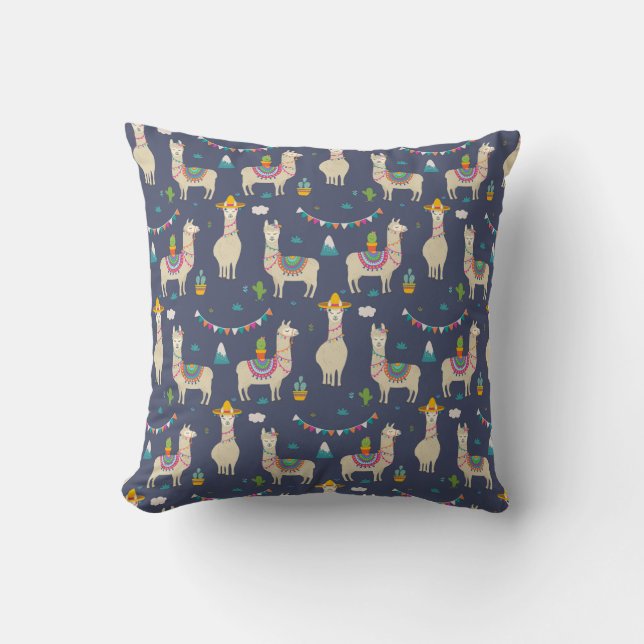 Coussin Motif de lama de célébration (Recto)