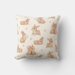 Coussin Motif de lapin bébé mignon aquarelle 