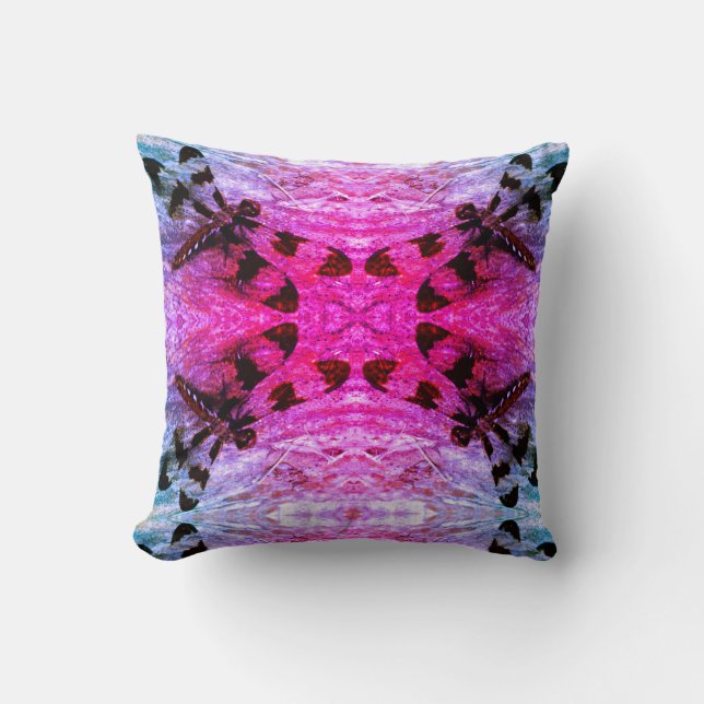 Coussin Motif de libellule bleu pourpre solide (Recto)