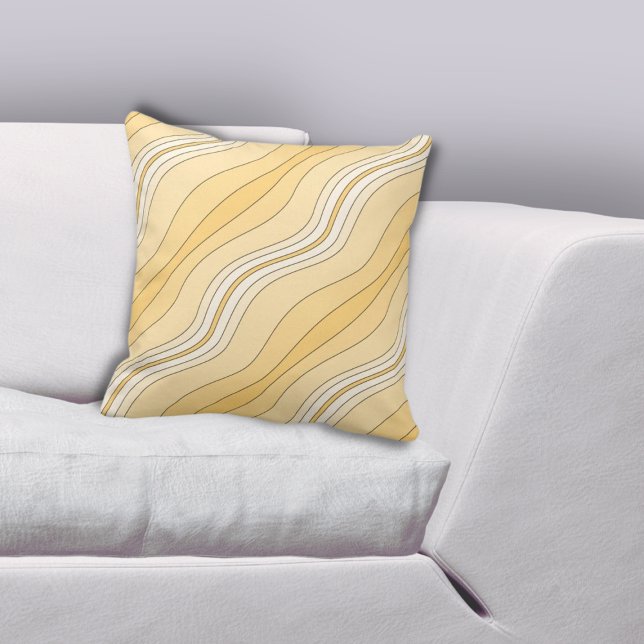 Coussin Motif de lignes Jaune modernes (Modern Yellow Layered Lines Pattern Throw Pillow)