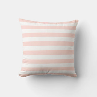 Coussin Motif de lignes rose pastel et blanc doux