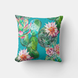 Coussin Motif de l'illustration de l'aquarelle succulente