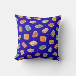 Coussin Motif de livres minuscules et répétitifs colorés