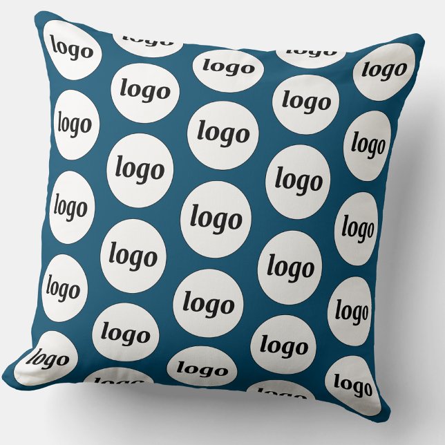 Coussin Motif de logo simple vert sarcelle (Simple logo pattern business branding promotional teal green throw pillow)