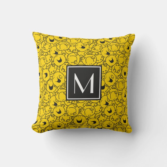 Coussin Motif de lot de sourires jaunes | Monogramme (Recto)
